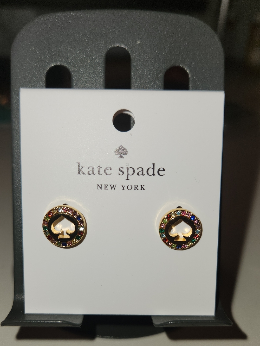kate spade Gold Multicolor Glitter Spade Circle Stud Earrings